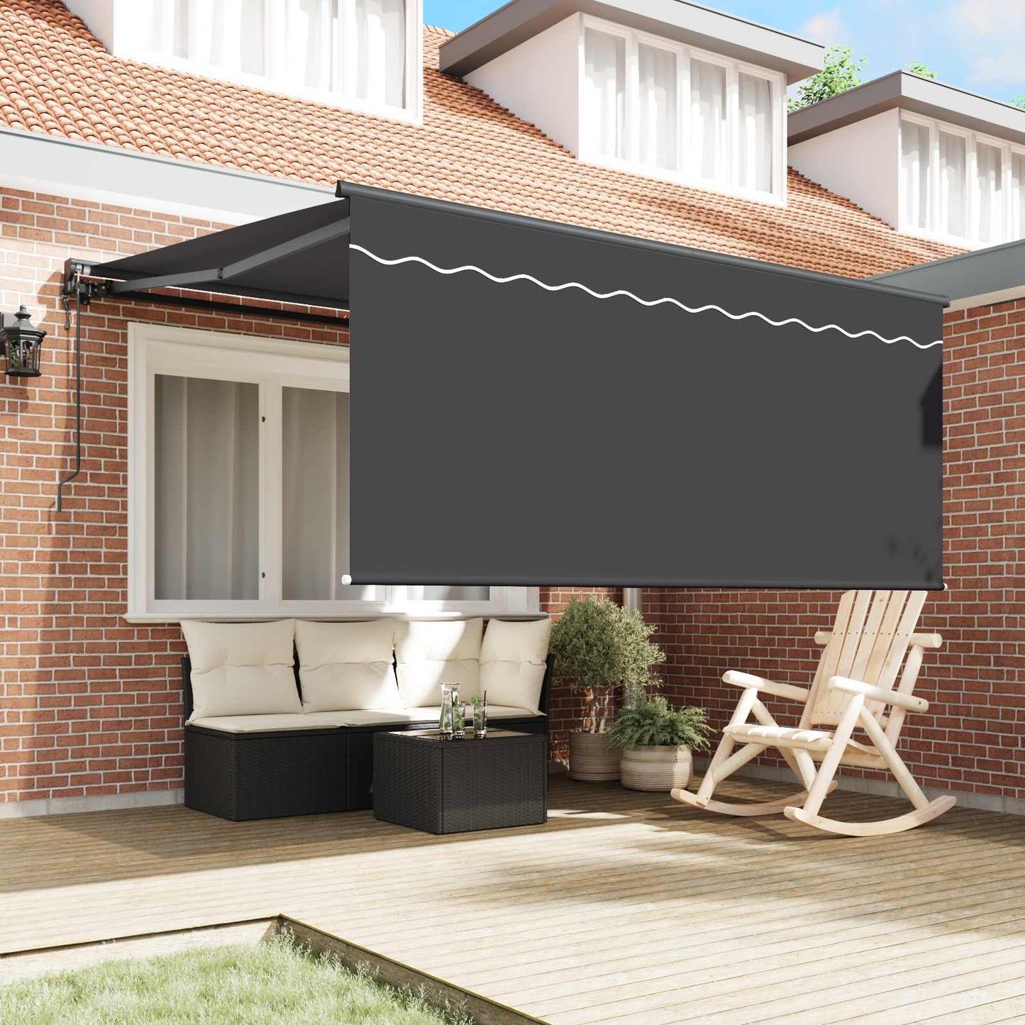 Behúzható napellenző Antracit 350 x 250 cm Pamut és Alumínium