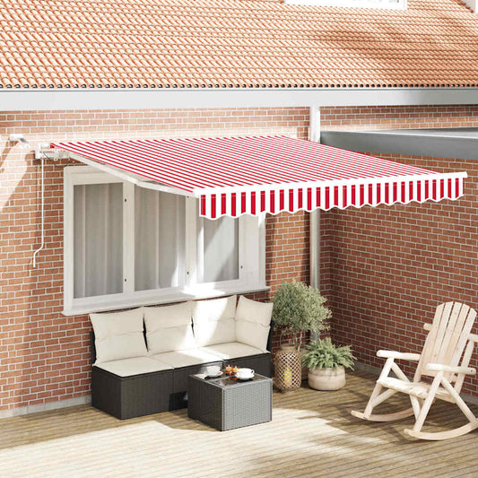 Behúzható napellenző Piros és Fehér 350 x 250 cm Poliészter