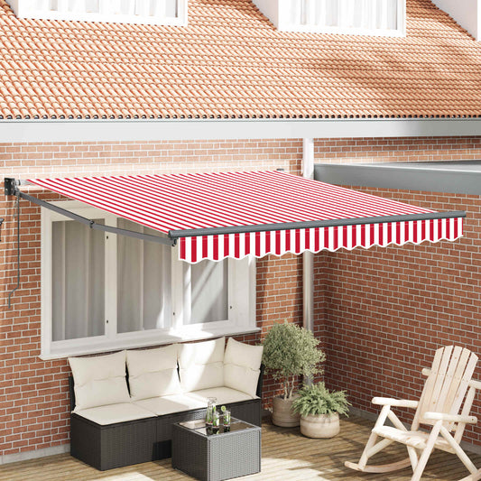 Behúzható napellenző Piros és Fehér 350 x 250 cm