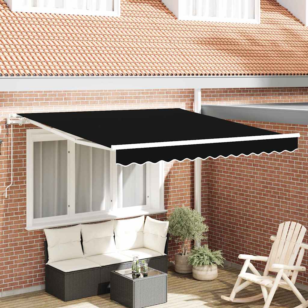 Behúzható napellenző Fekete 350 x 250 cm Szövet és Alumínium