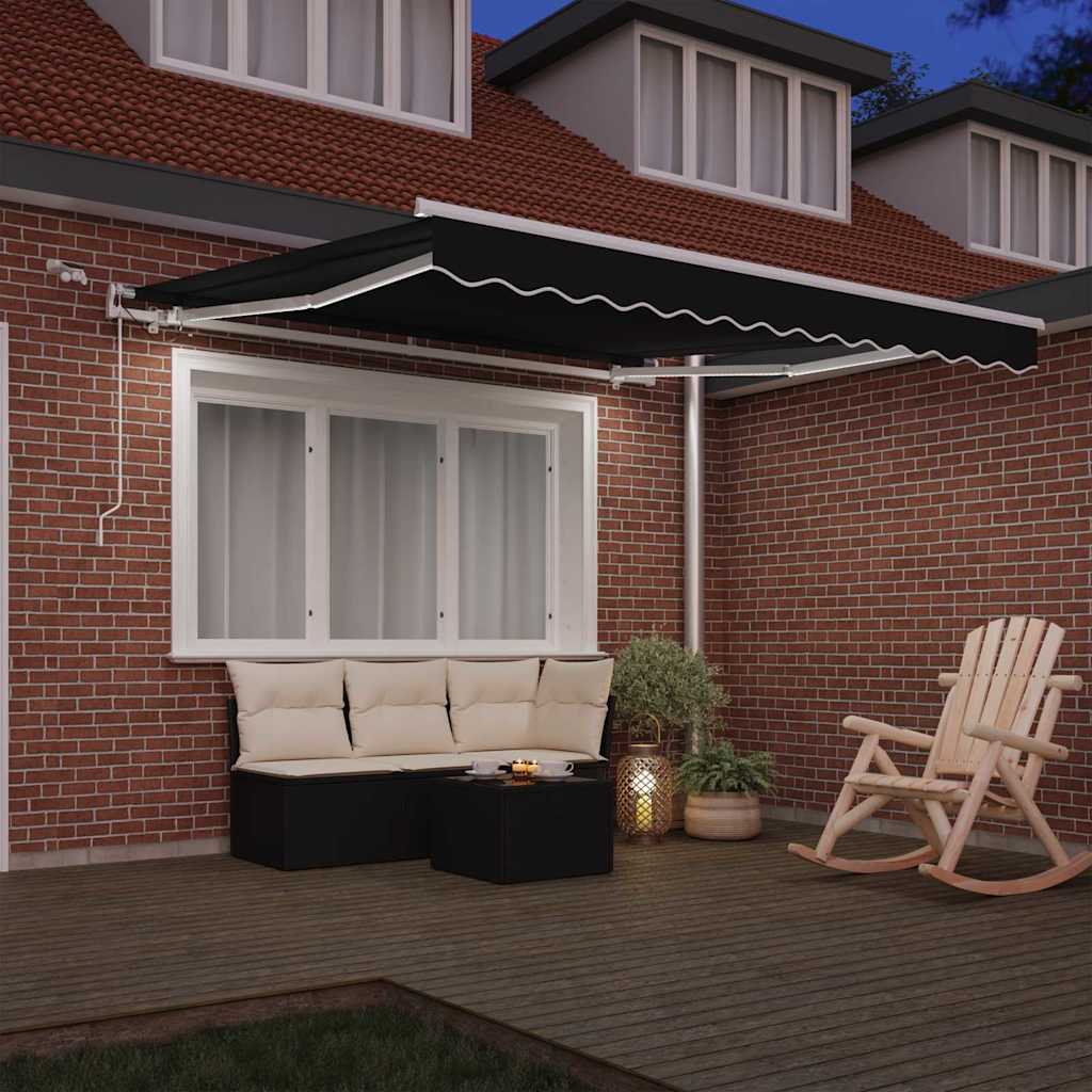 Behúzható napellenző Fekete 350 x 250 cm Poliészter