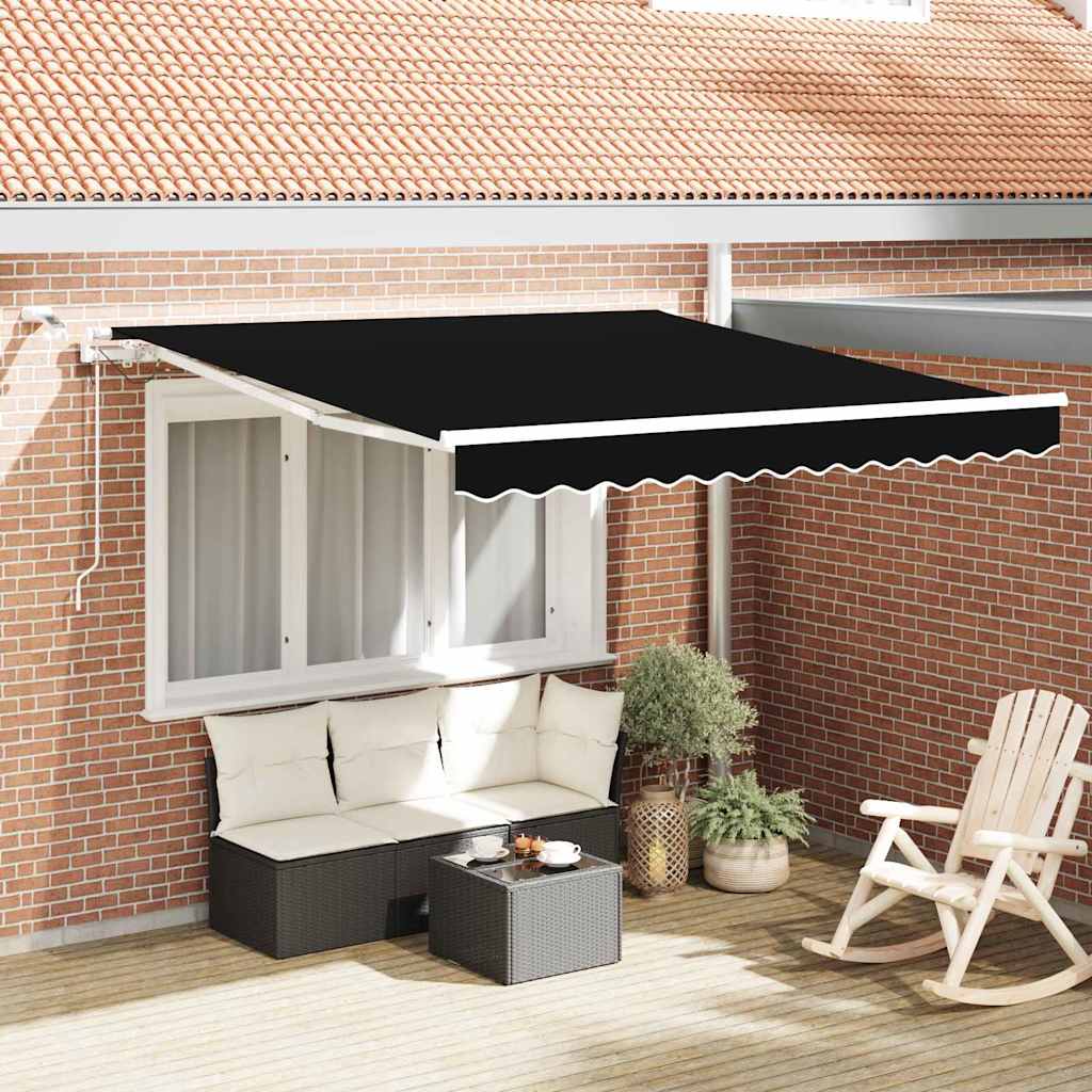 Behúzható napellenző Fekete 350 x 250 cm Poliészter