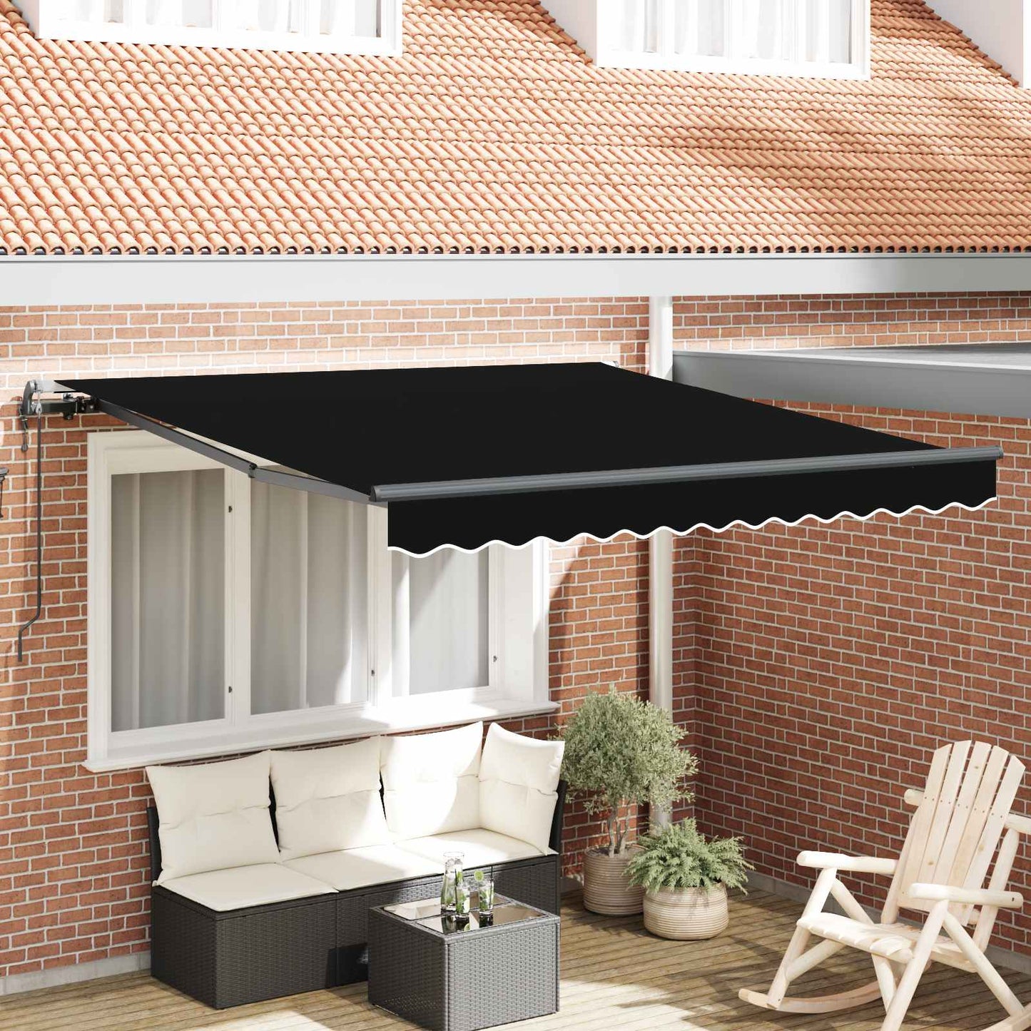 Behúzható napellenző Fekete 350 x 250 cm Szövet és Alumínium