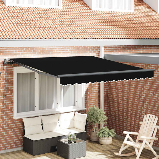 Behúzható napellenző Fekete 350 x 250 cm Szövet és Alumínium