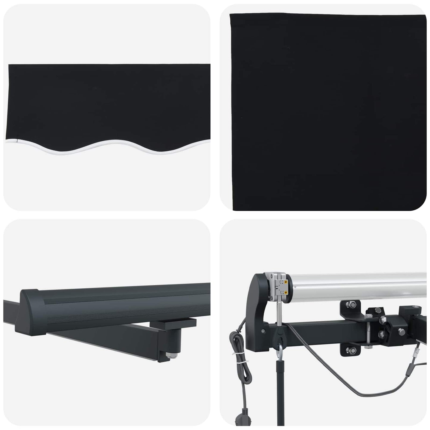 Behúzható napellenző Fekete 350 x 250 cm Poliészter