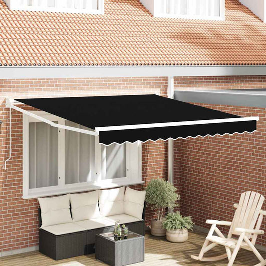 Behúzható napellenző Fekete 350 x 250 cm Pamut és Alumínium