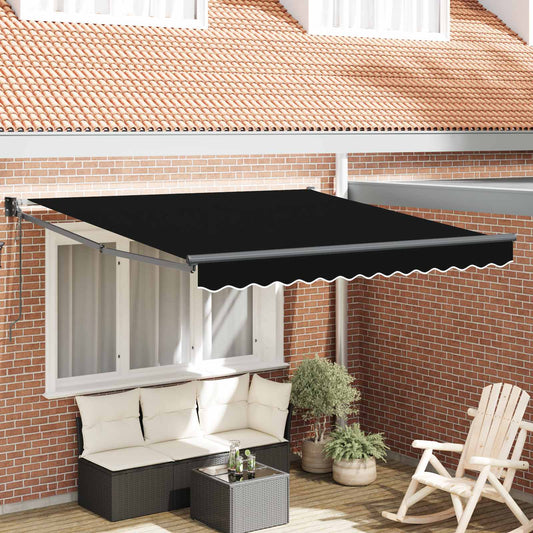 Behúzható napellenző Fekete 350 x 250 cm Pamut és Alumínium