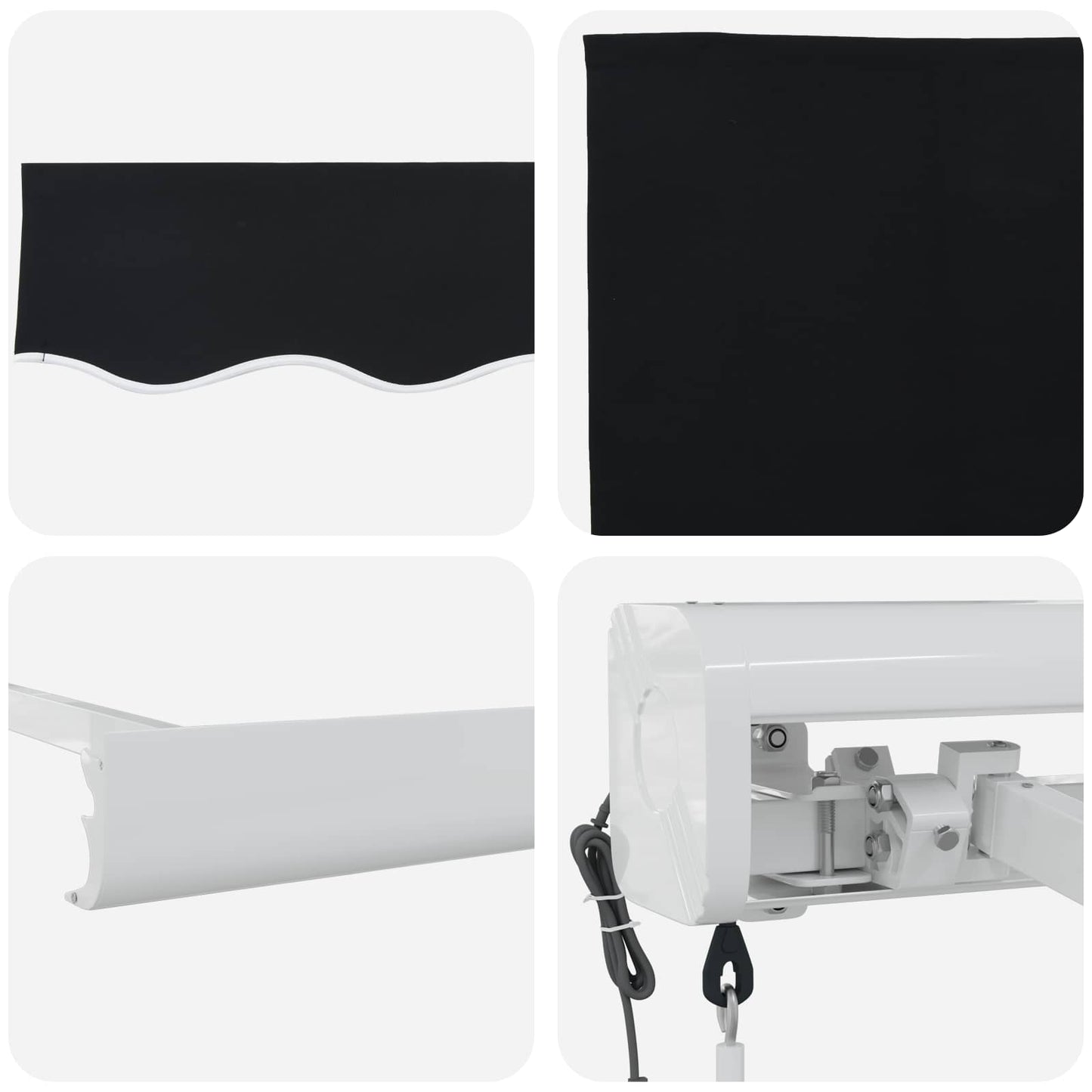 Behúzható napellenző Fekete 350 x 250 cm Szövet és Fém