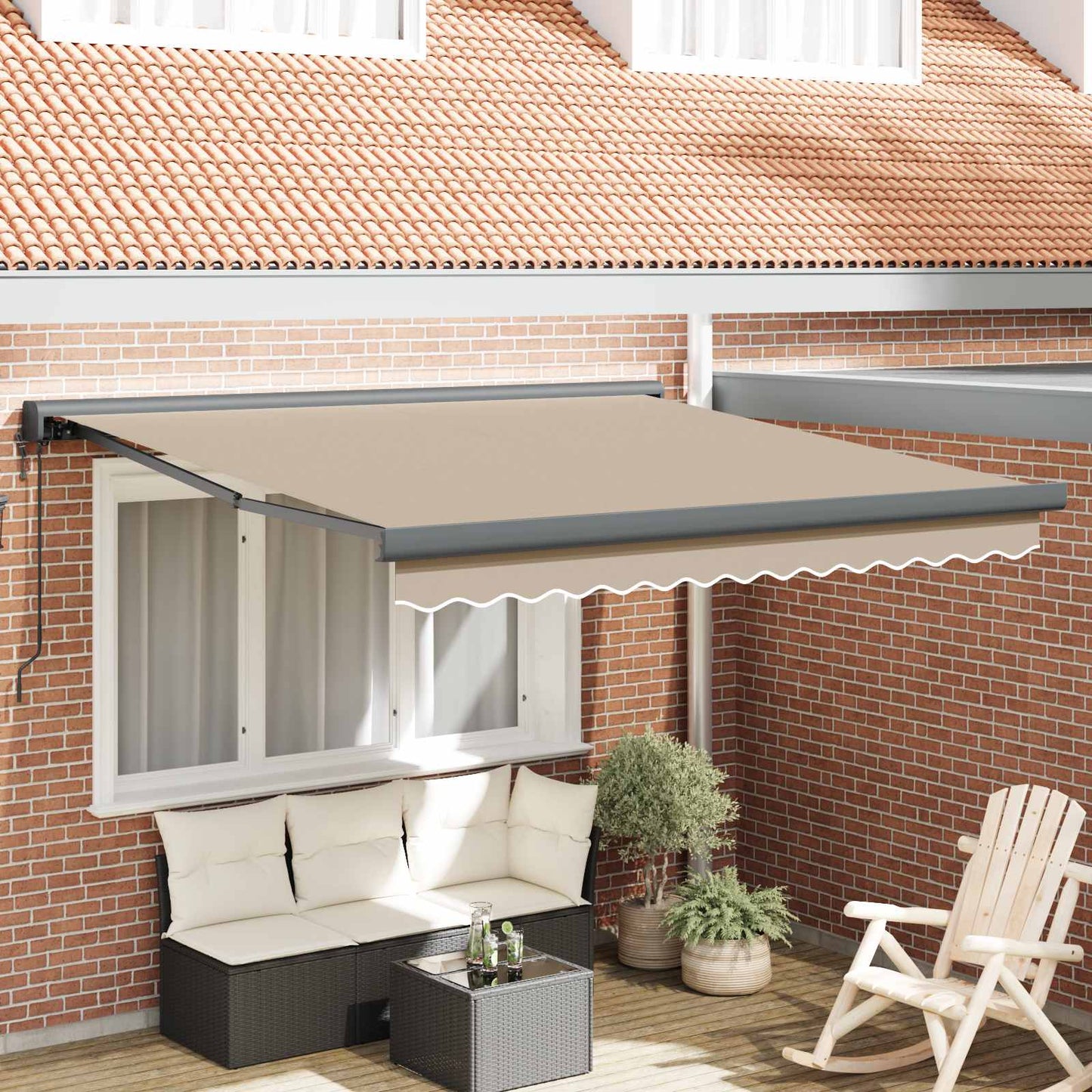 Behúzható napellenző Bézs 350 x 250 cm Szövet és Fém