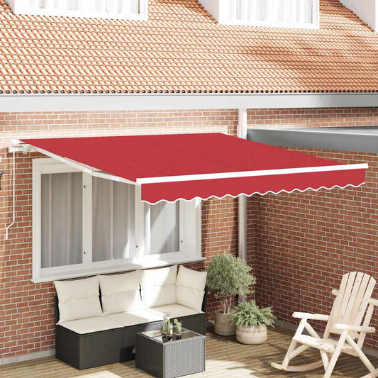 Behúzható napellenző Piros 350 x 250 cm Pamut és Alumínium