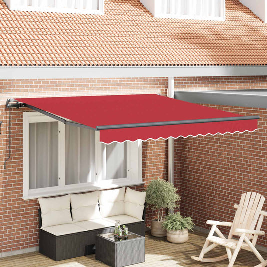 Behúzható napellenző Piros 350 x 250 cm Poliészter és acél