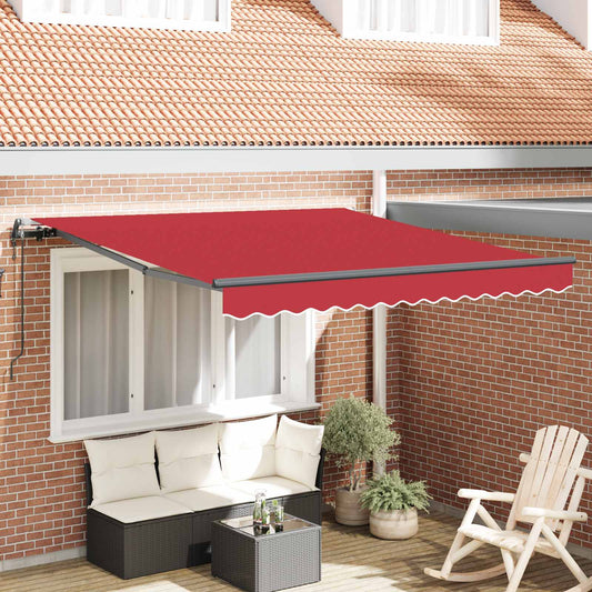 Behúzható napellenző Piros 350 x 250 cm Szövet és Alumínium