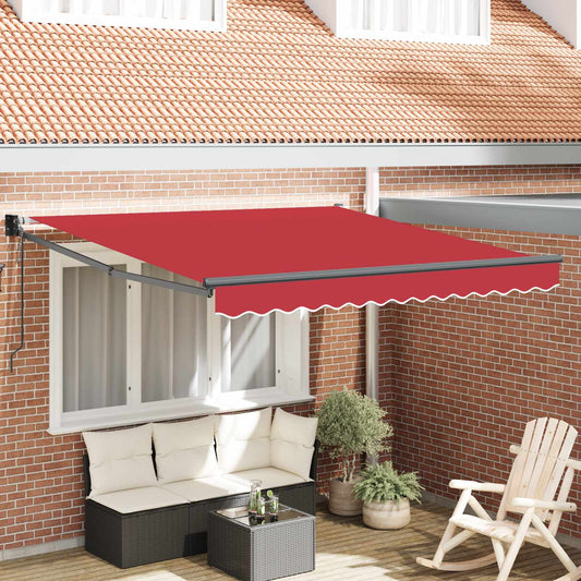 Behúzható napellenző Piros 350 x 250 cm Pamut és Alumínium