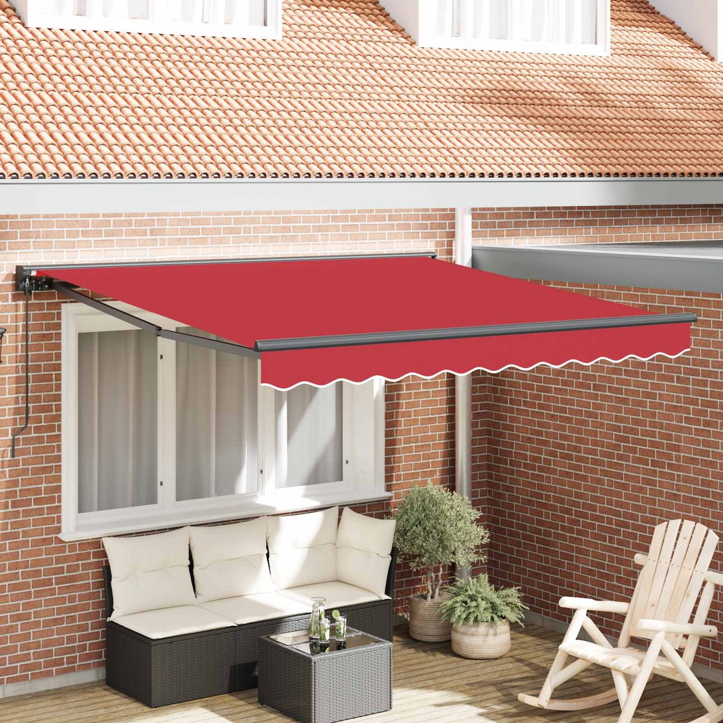 Napernyő keret Piros 350 x 250 cm Poliészter PU bevonattal