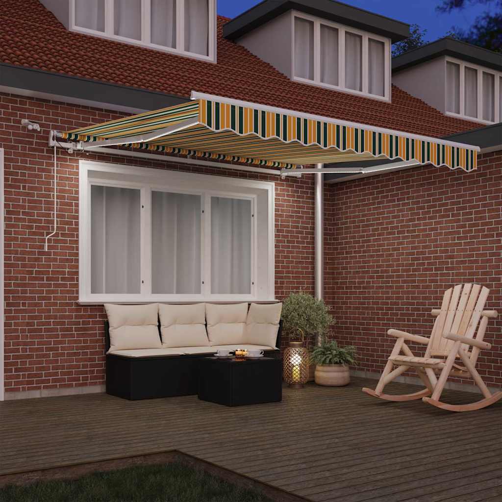 Behúzható napellenző Zöld és Sárga 350 x 250 cm Poliészter