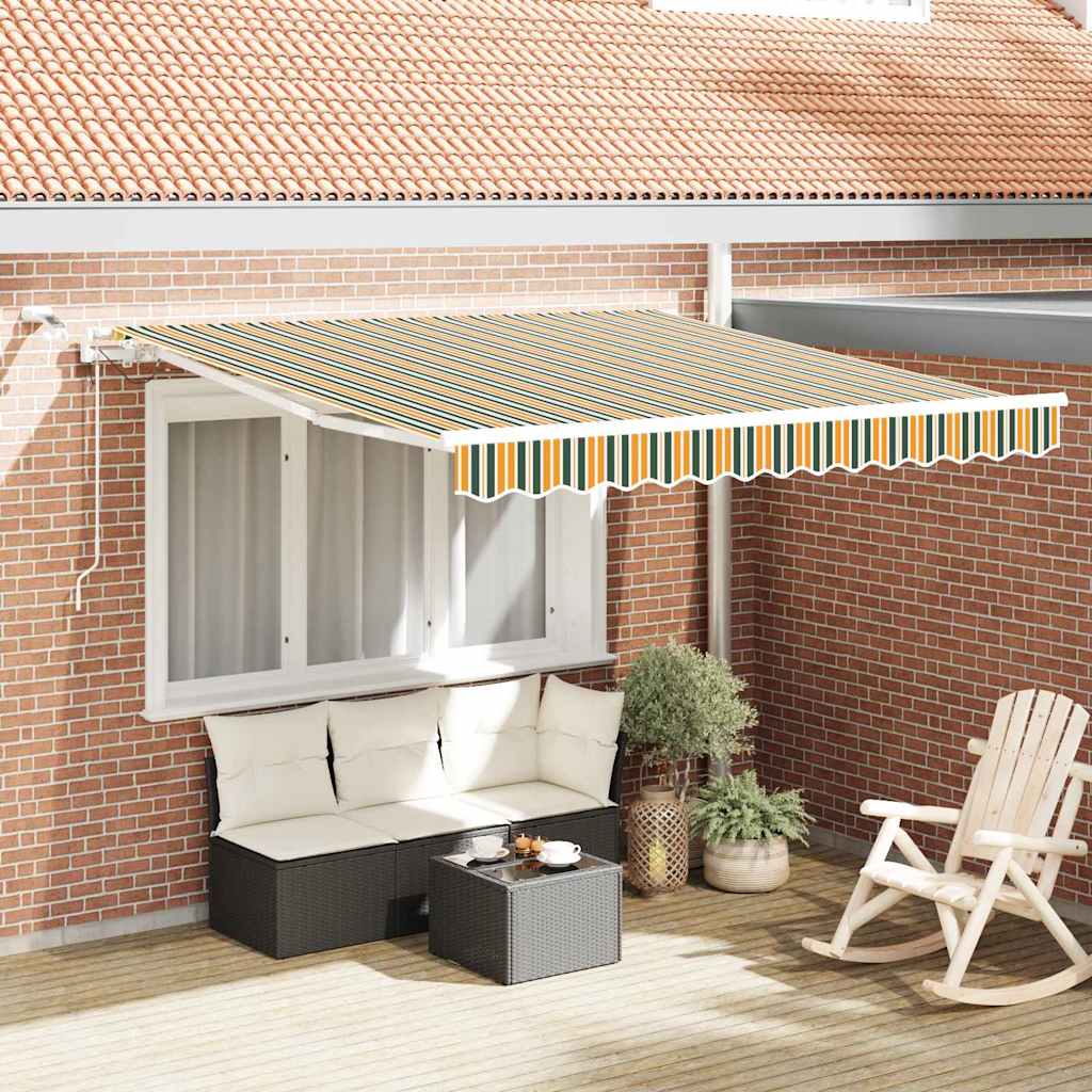 Behúzható napellenző Zöld és Sárga 350 x 250 cm Poliészter