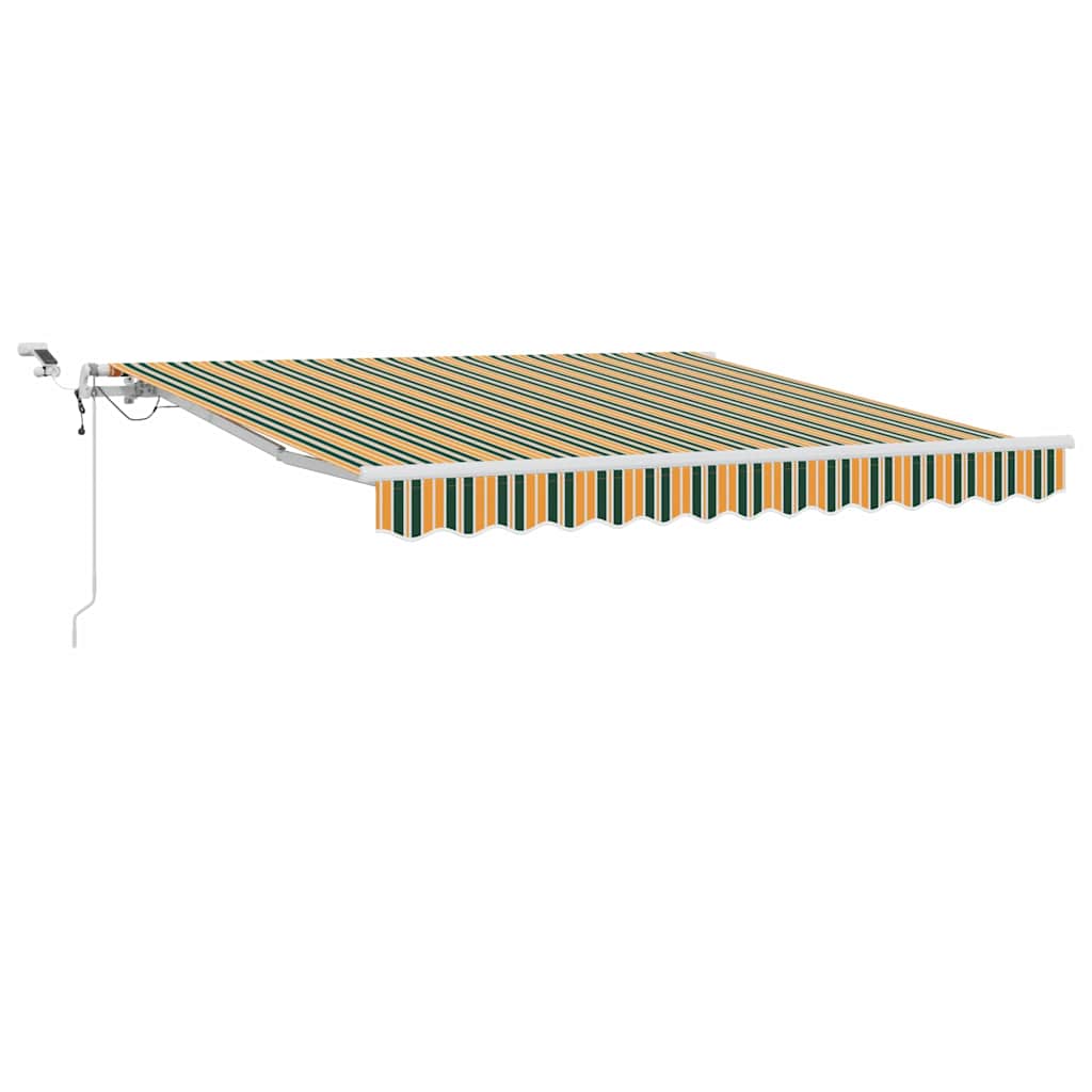 Behúzható napellenző Zöld és Sárga 350 x 250 cm Poliészter