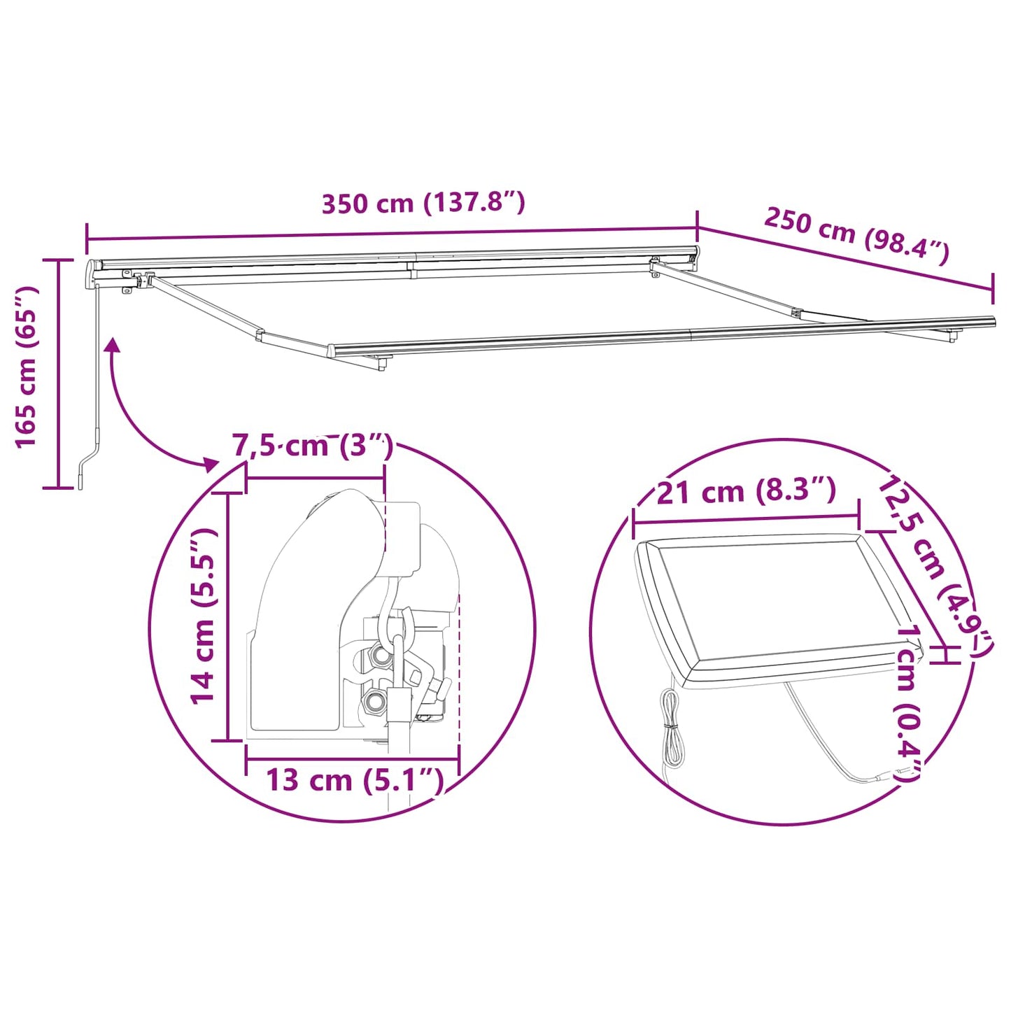 Behúzható napellenző Zöld és sárga 350 x 250 cm