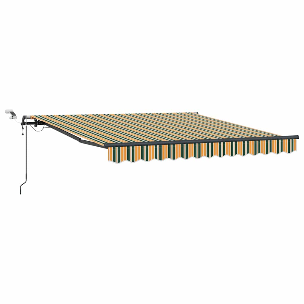 Behúzható napellenző Zöld és sárga 350 x 250 cm Poliészter