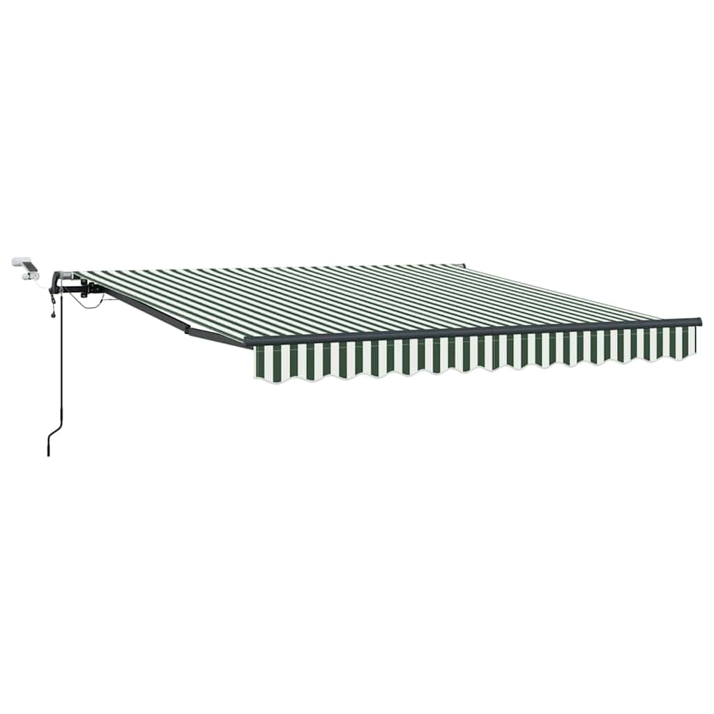 Behúzható napellenző Zöld és Fehér 350 x 250 cm Poliészter