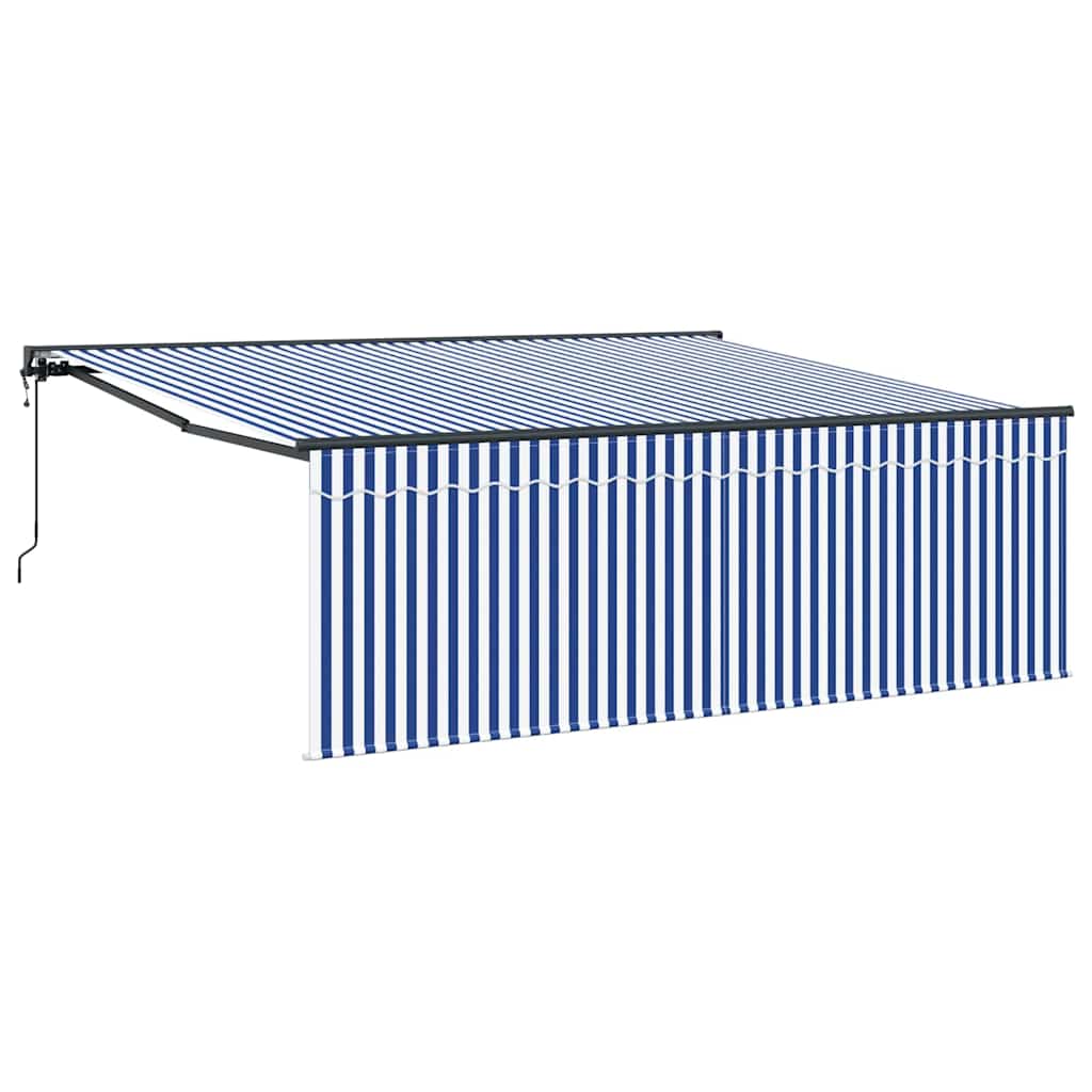Behúzható napellenző Kék és Fehér 400 × 300 cm