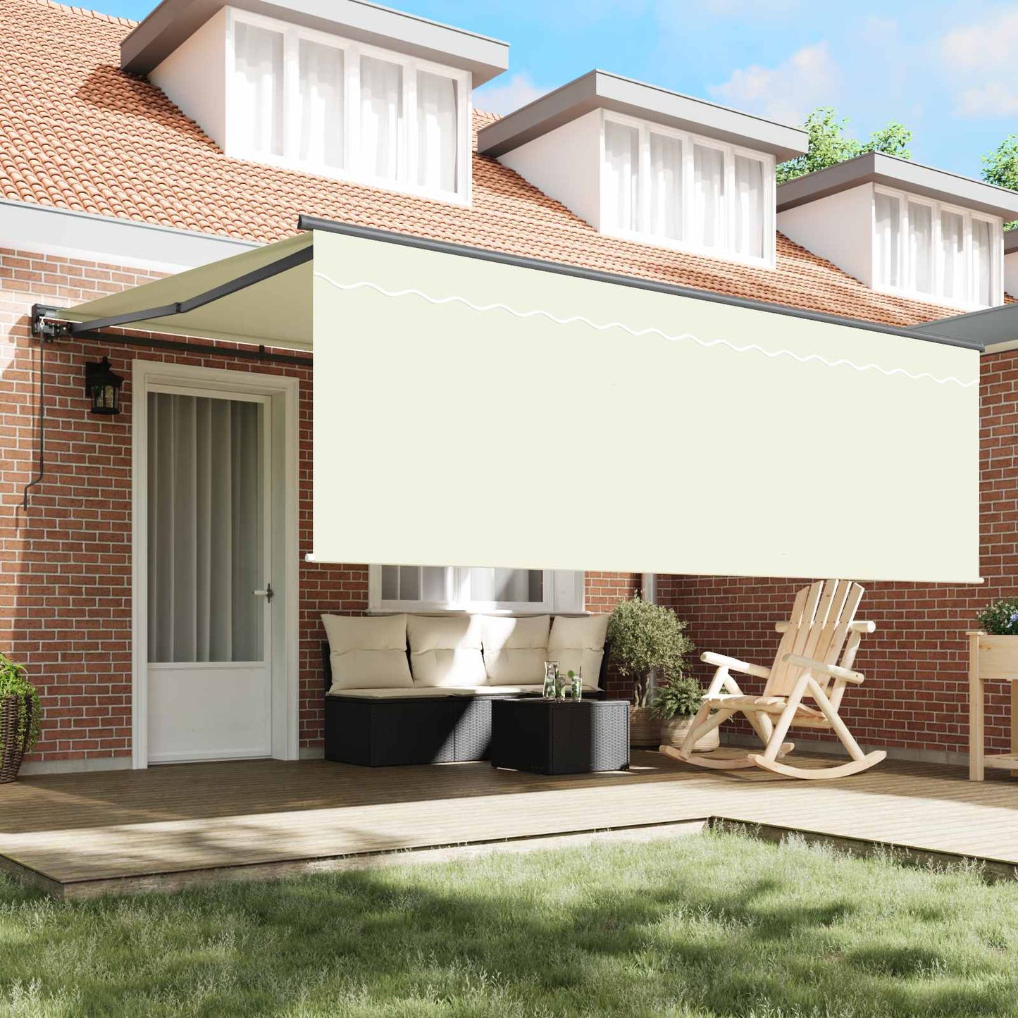 Behúzható napellenző Krém 400 × 300 cm Pamut és Alumínium