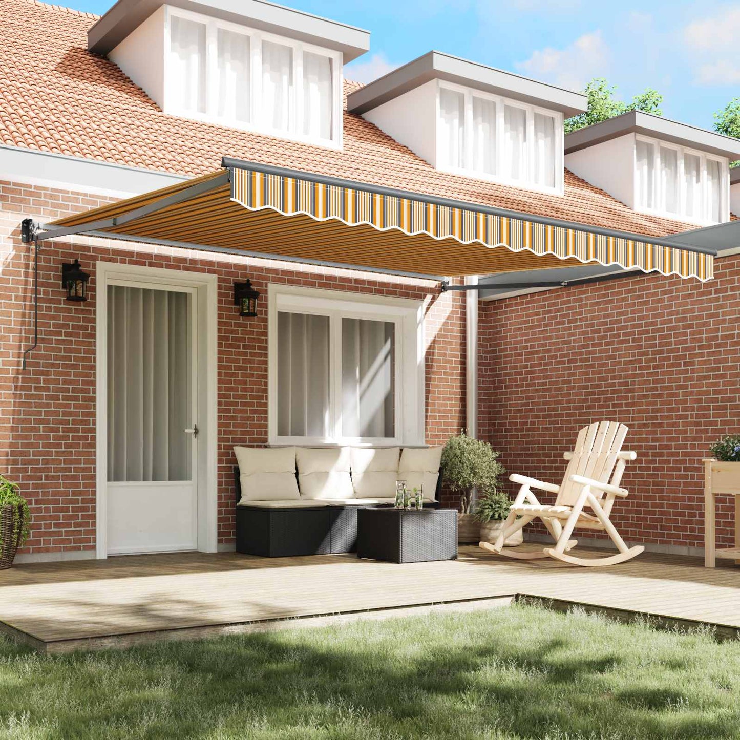 Behúzható napellenző Sokszínű 400 × 300 cm Poliészter és fém