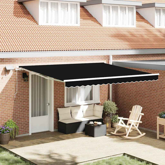Behúzható napellenző Fekete 400 × 300 cm Szövet és Acél