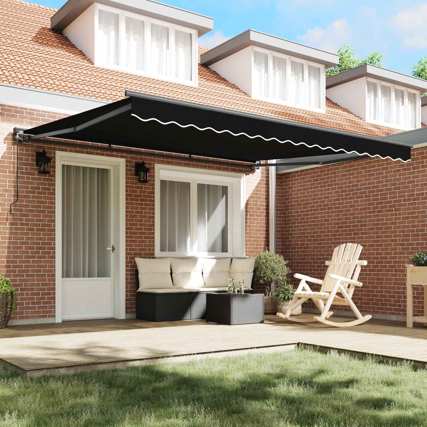 Napernyő keret Fekete 400 × 300 cm Poliészter PU bevonattal