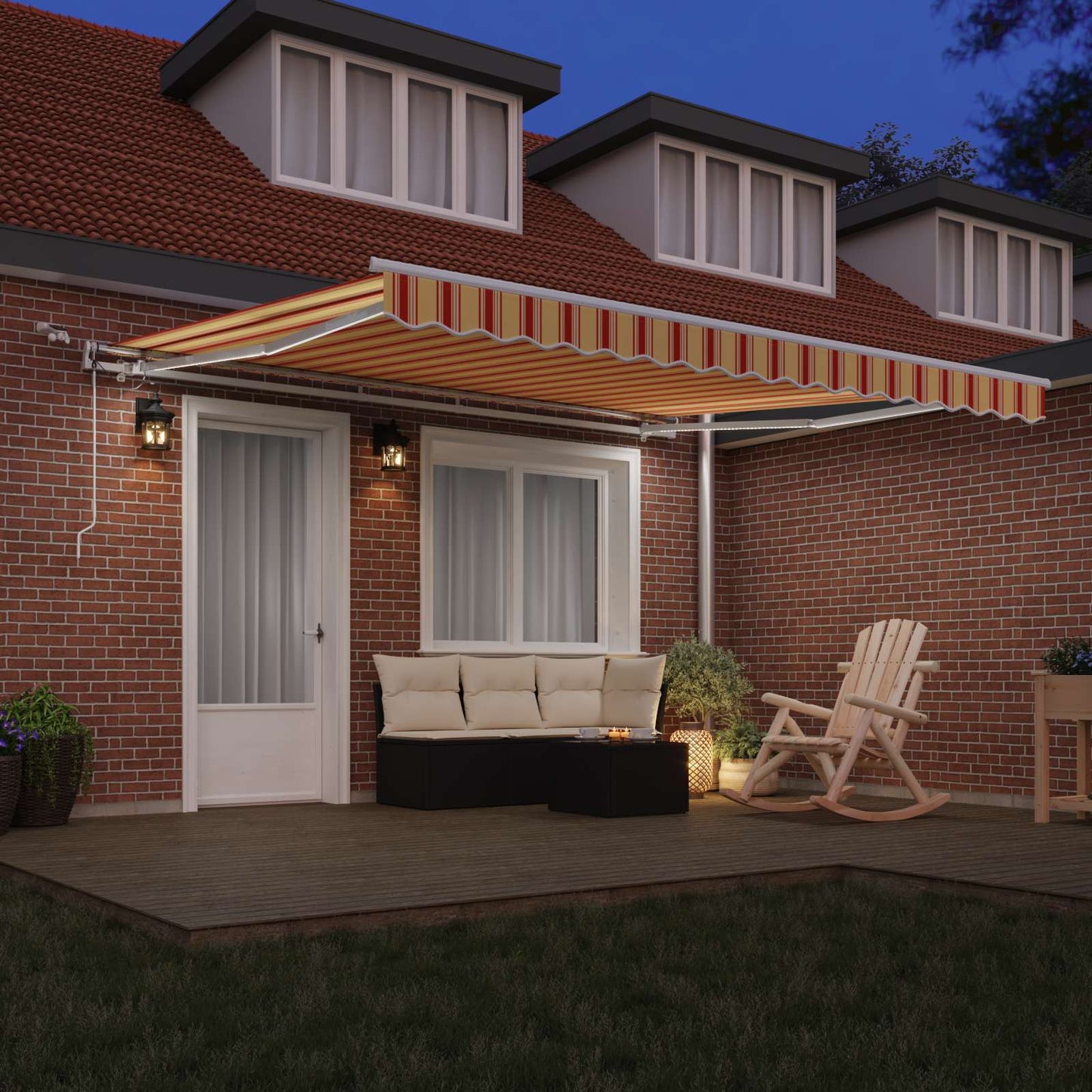 Behúzható napellenző Sárga és narancs 400 × 350 cm Poliészter