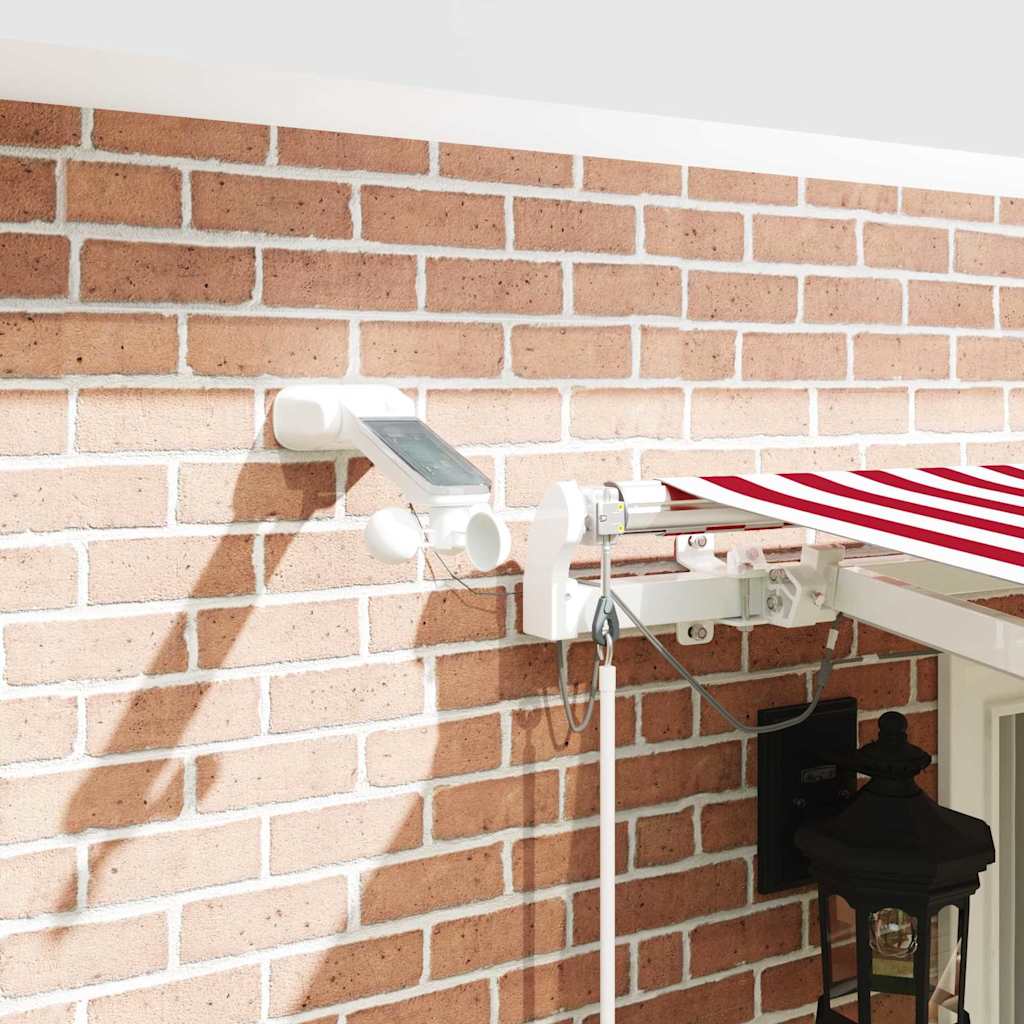 Behúzható napellenző Piros és Fehér 400 × 350 cm Poliészter