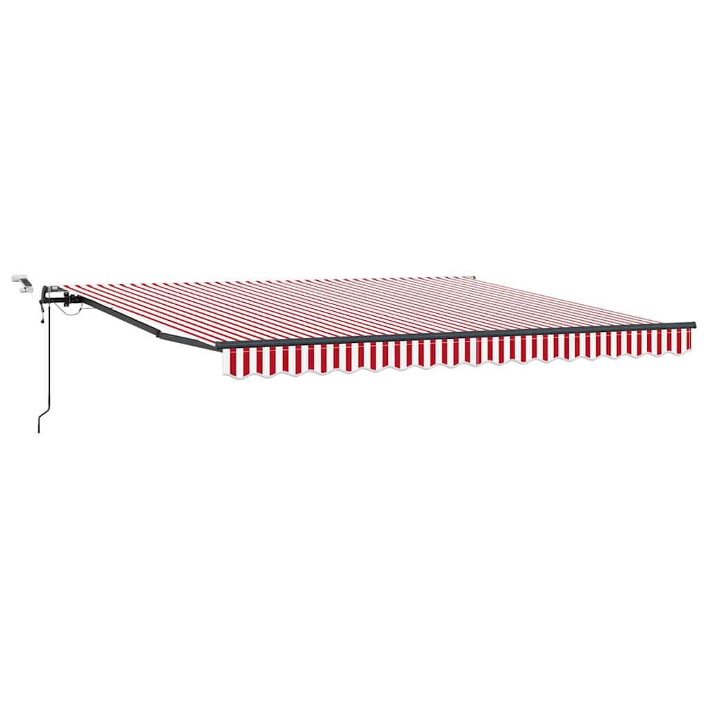 Behúzható napellenző Piros és Fehér 400 × 350 cm Poliészter