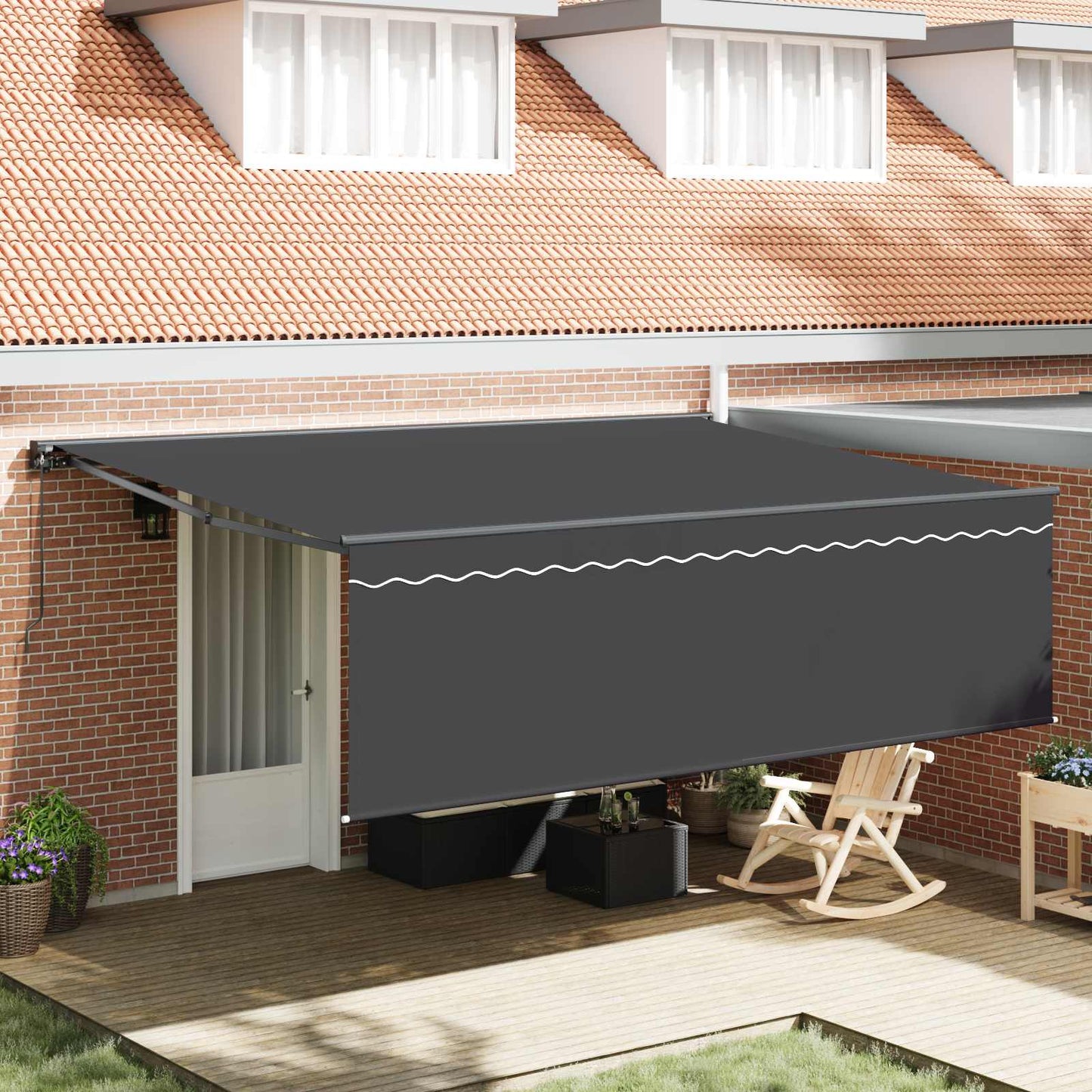 Behúzható napellenző Antracit 450 × 300 cm Pamut és Alumínium