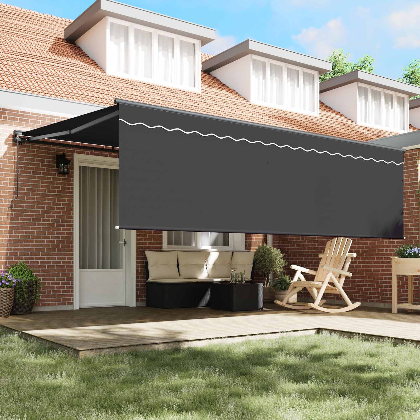 Behúzható napellenző Antracit 450 × 300 cm Pamut és Alumínium