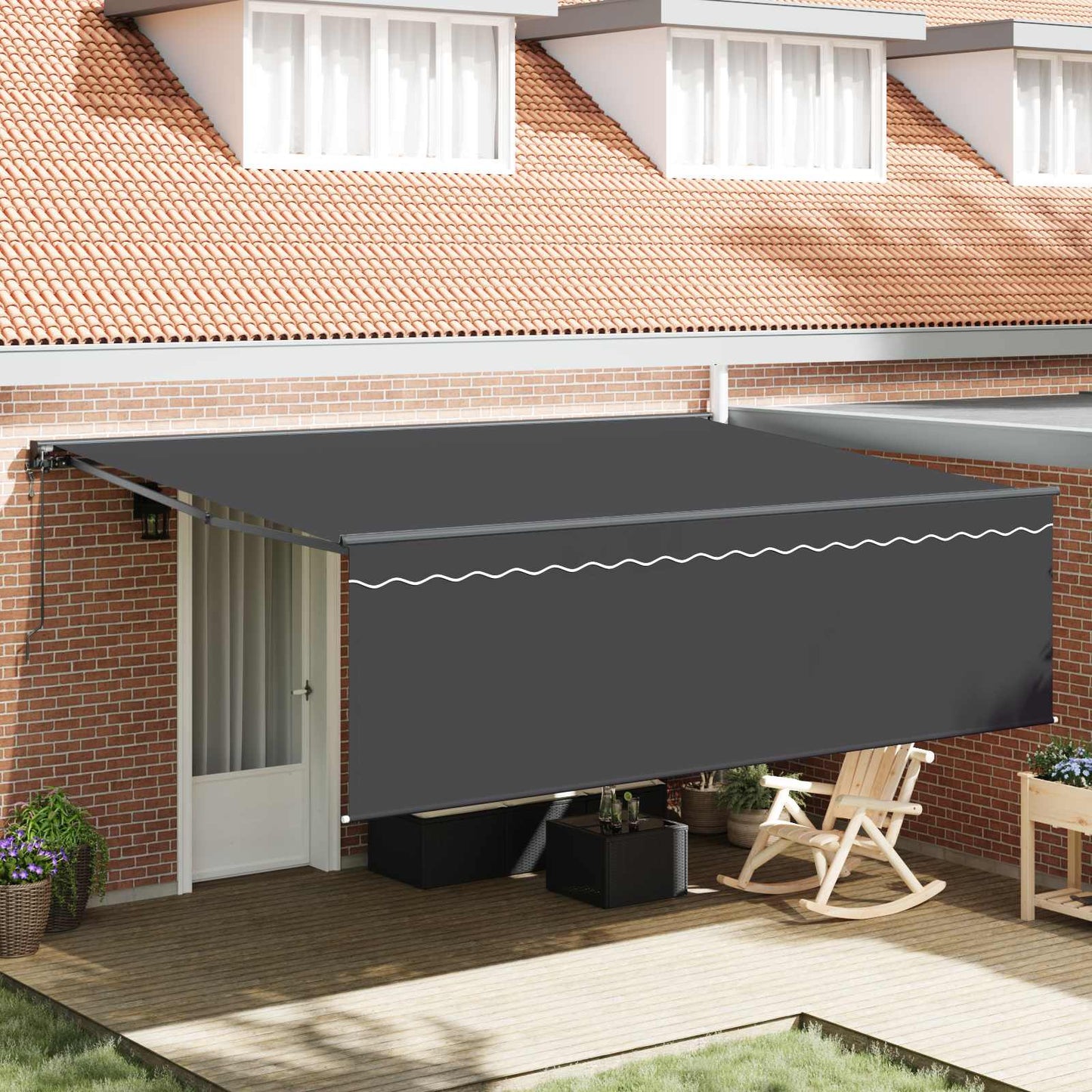 Behúzható napellenző Antracit 450 × 350 cm Pamut és Alumínium