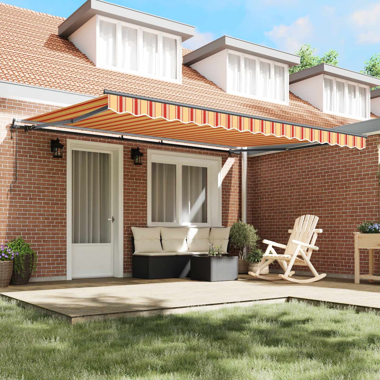 Behúzható napellenző Sárga és narancs 450 × 350 cm