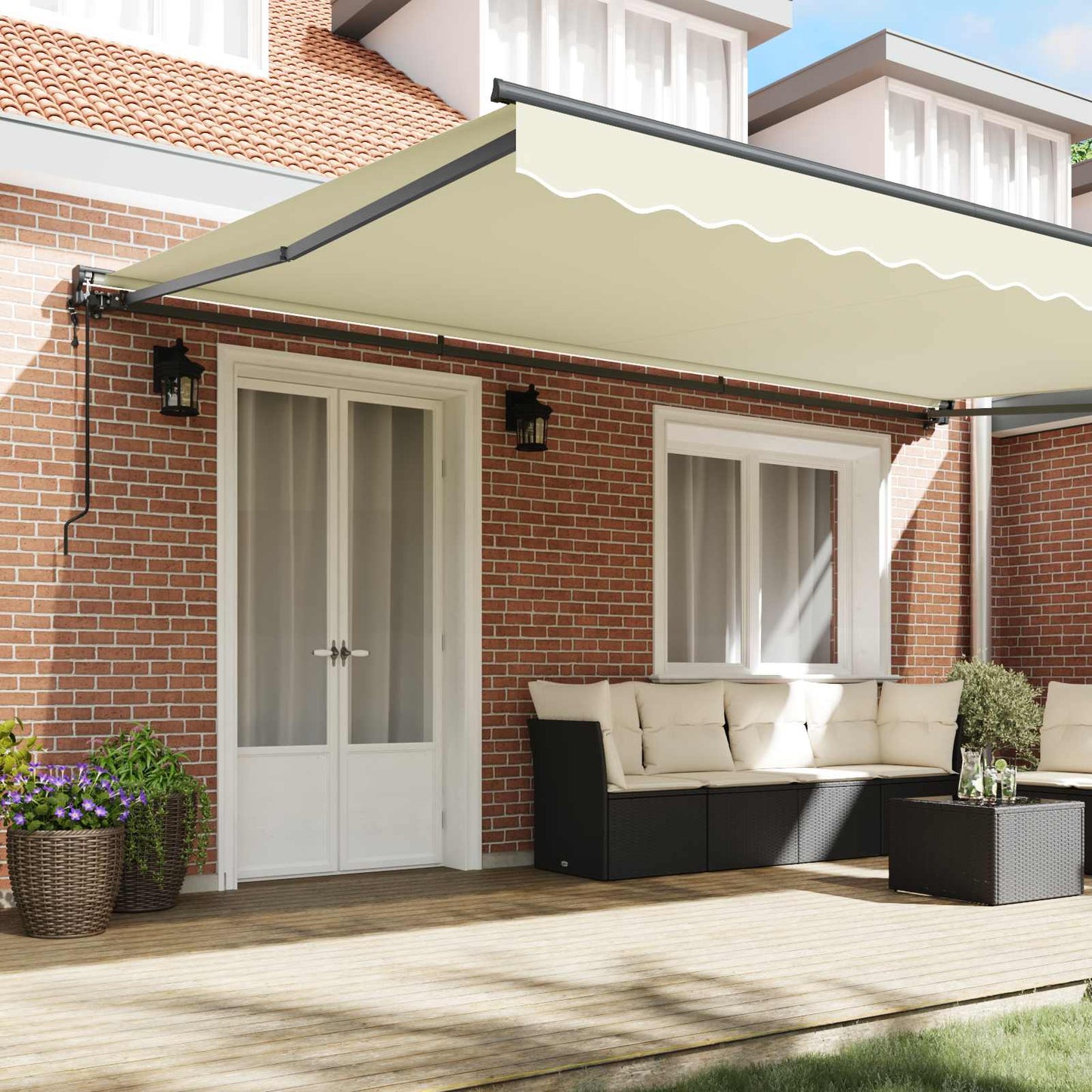 Napernyő keret Krém 500 × 300 cm Poliészter PU bevonattal