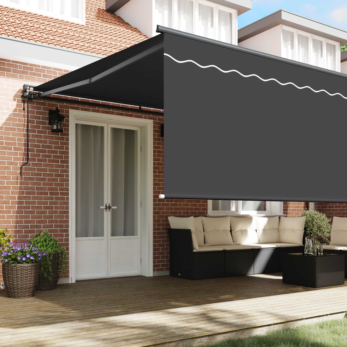 Behúzható napellenző Antracit 500 × 300 cm Pamut és Alumínium