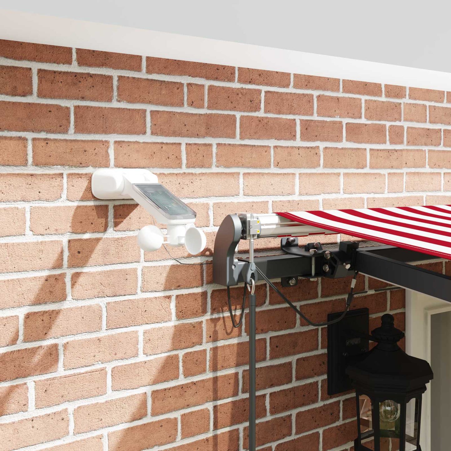 Behúzható napellenző Piros és Fehér 500 × 300 cm Poliészter