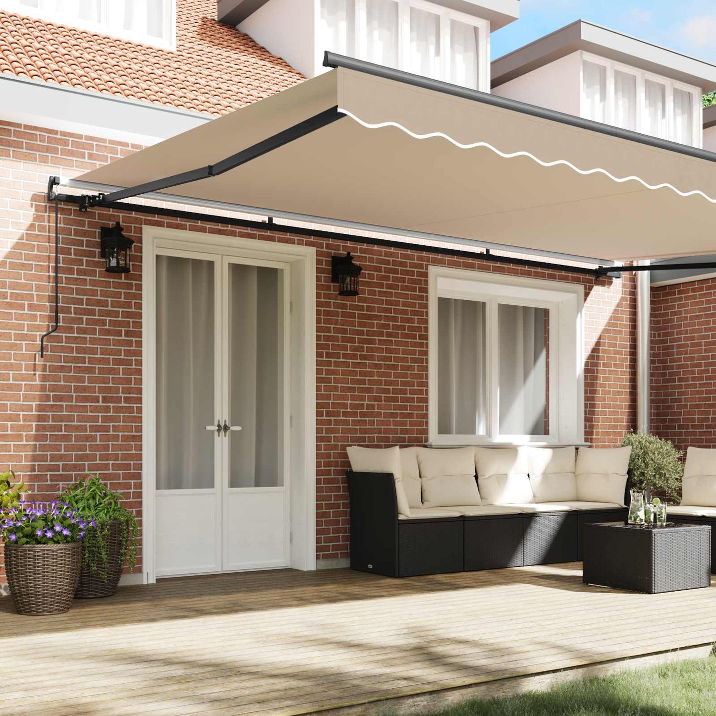 Behúzható napellenző Bézs 500 × 300 cm Poliészter és acél