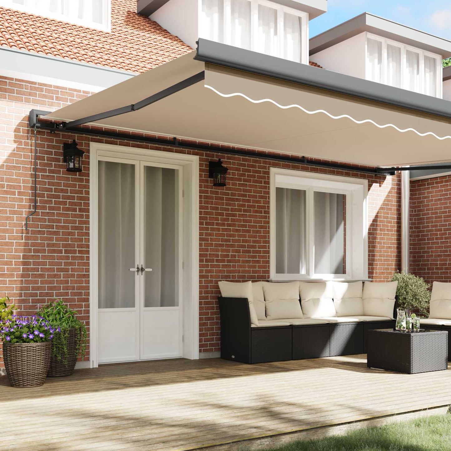 Behúzható napellenző Bézs 500 × 300 cm Vászon és Alumínium
