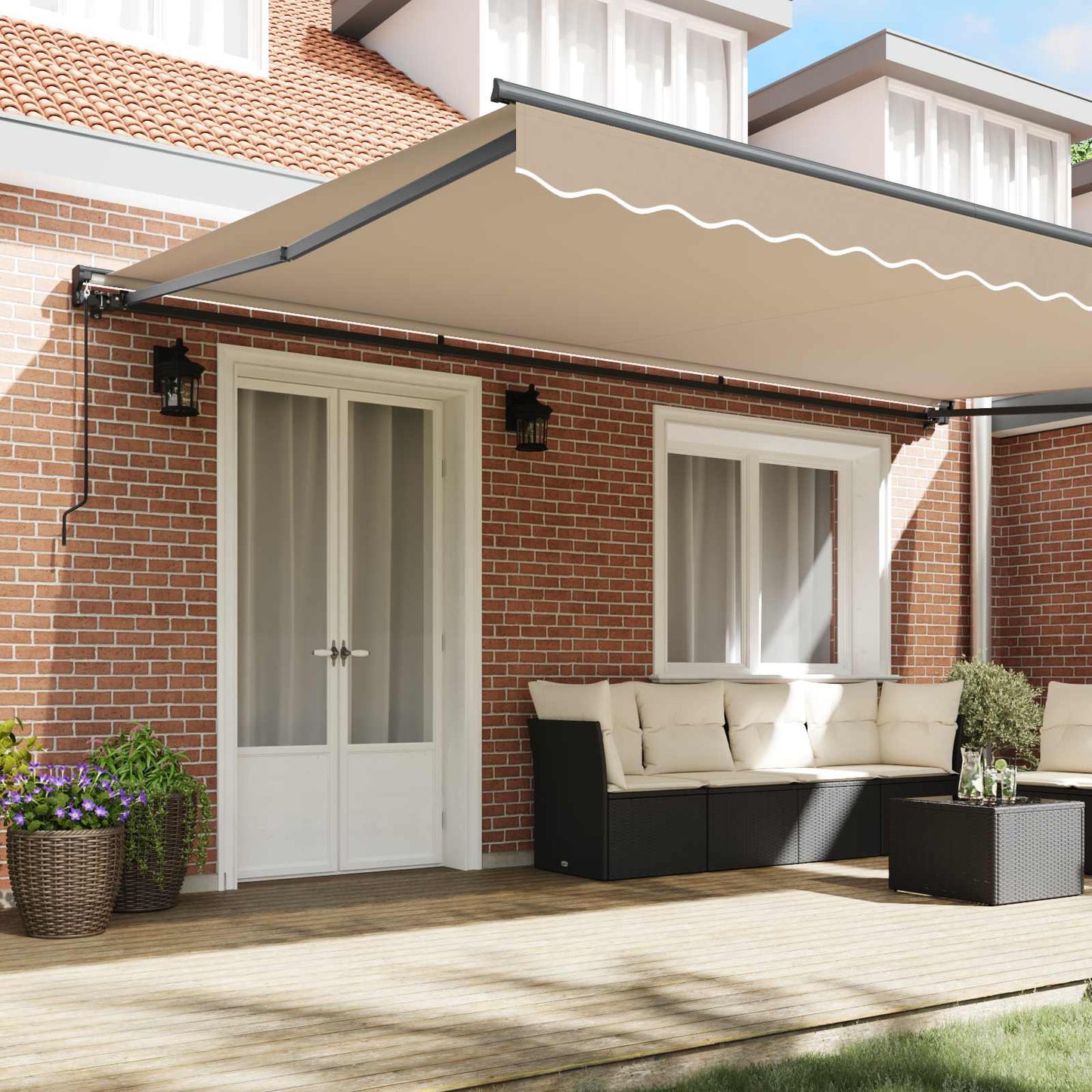Napernyő keret Bézs 500 × 300 cm Poliészter PU bevonattal