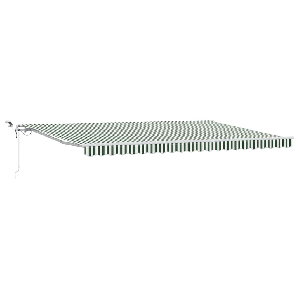 Behúzható napellenző Zöld és Fehér 500 × 300 cm Poliészter