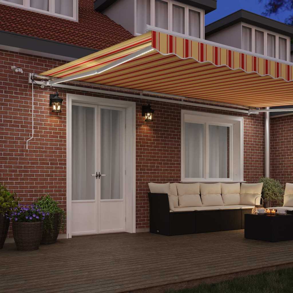 Behúzható napellenző Sárga és narancs 500 × 350 cm Poliészter