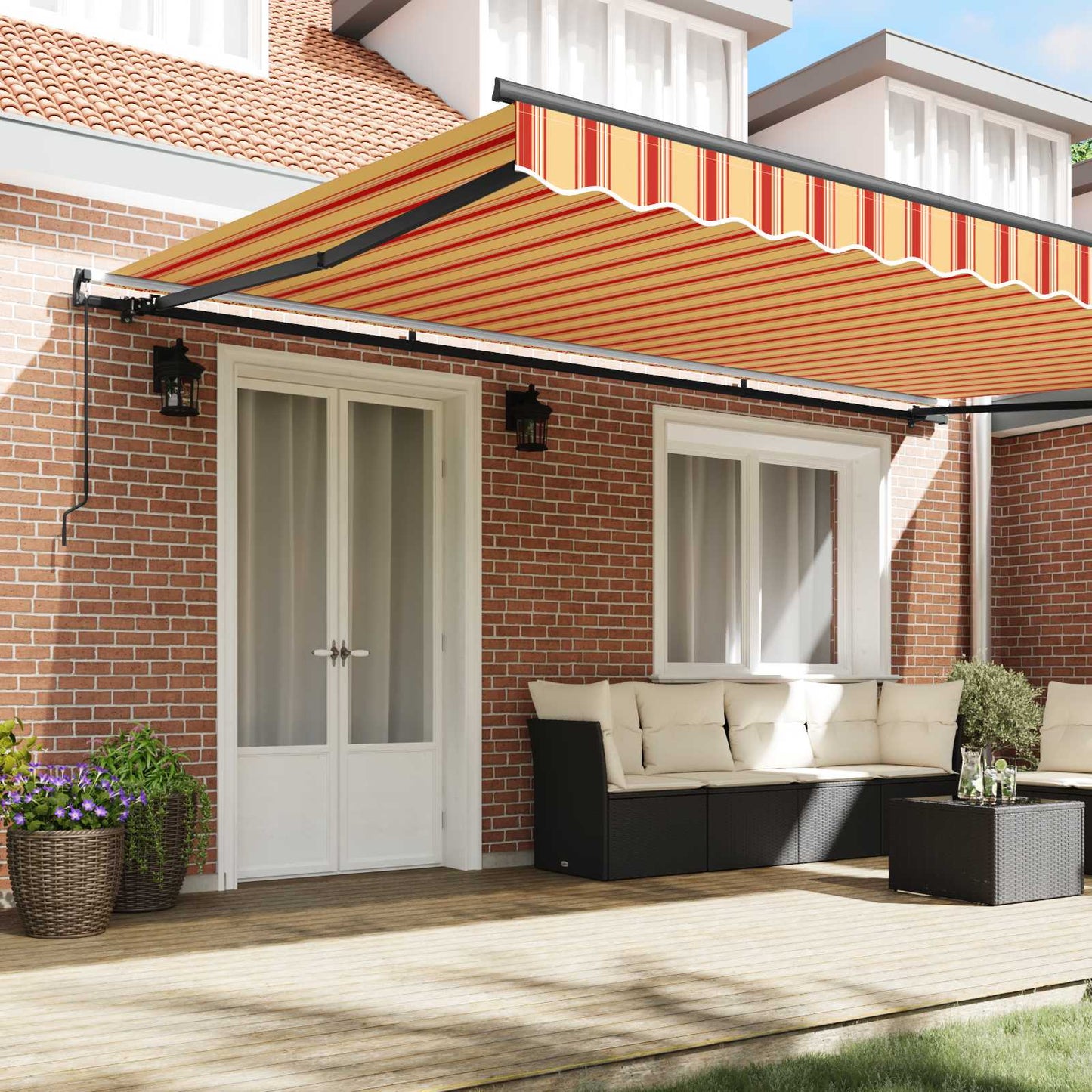 Behúzható napellenző Sárga és narancs 500 × 350 cm