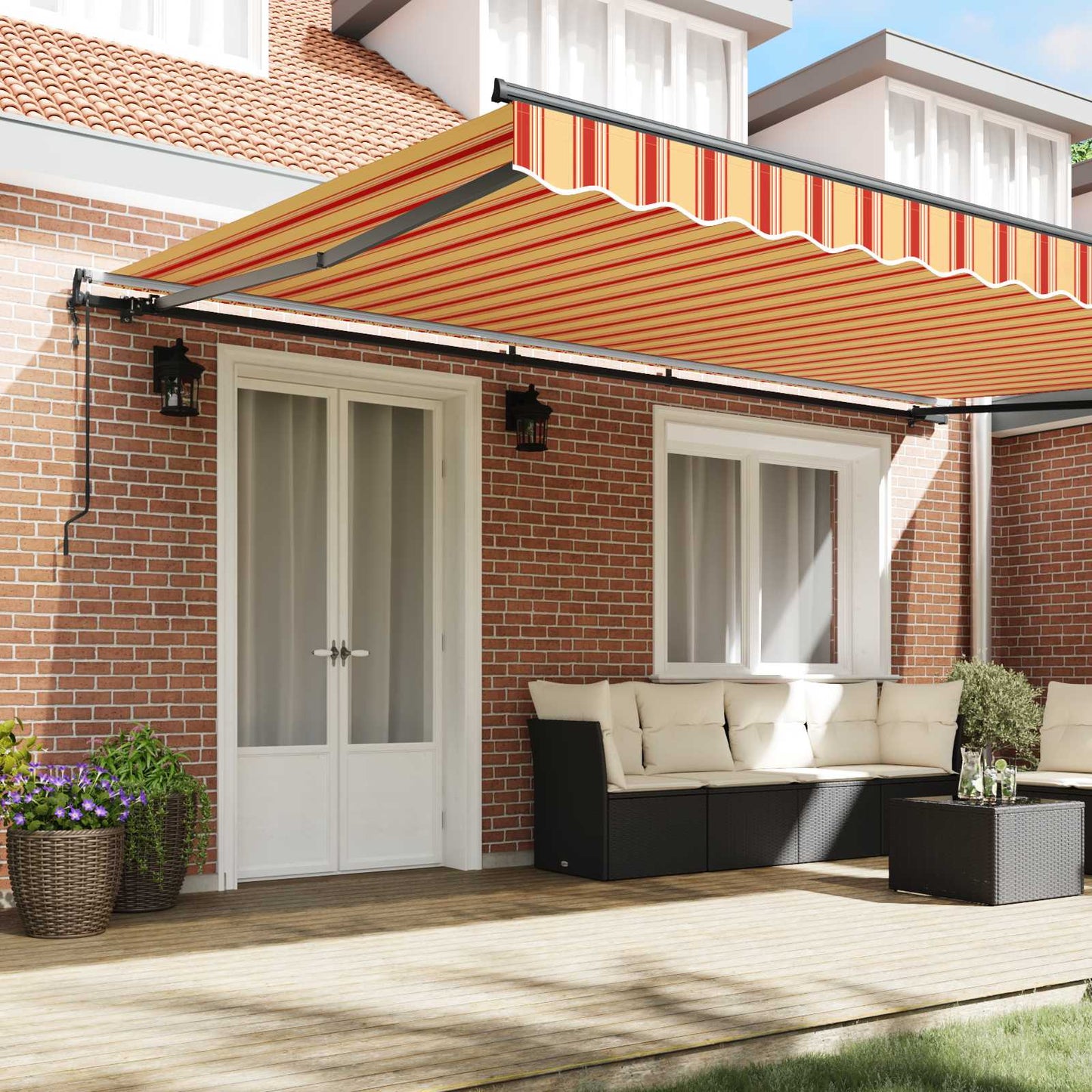 Behúzható napellenző Sárga és narancs 500 × 350 cm