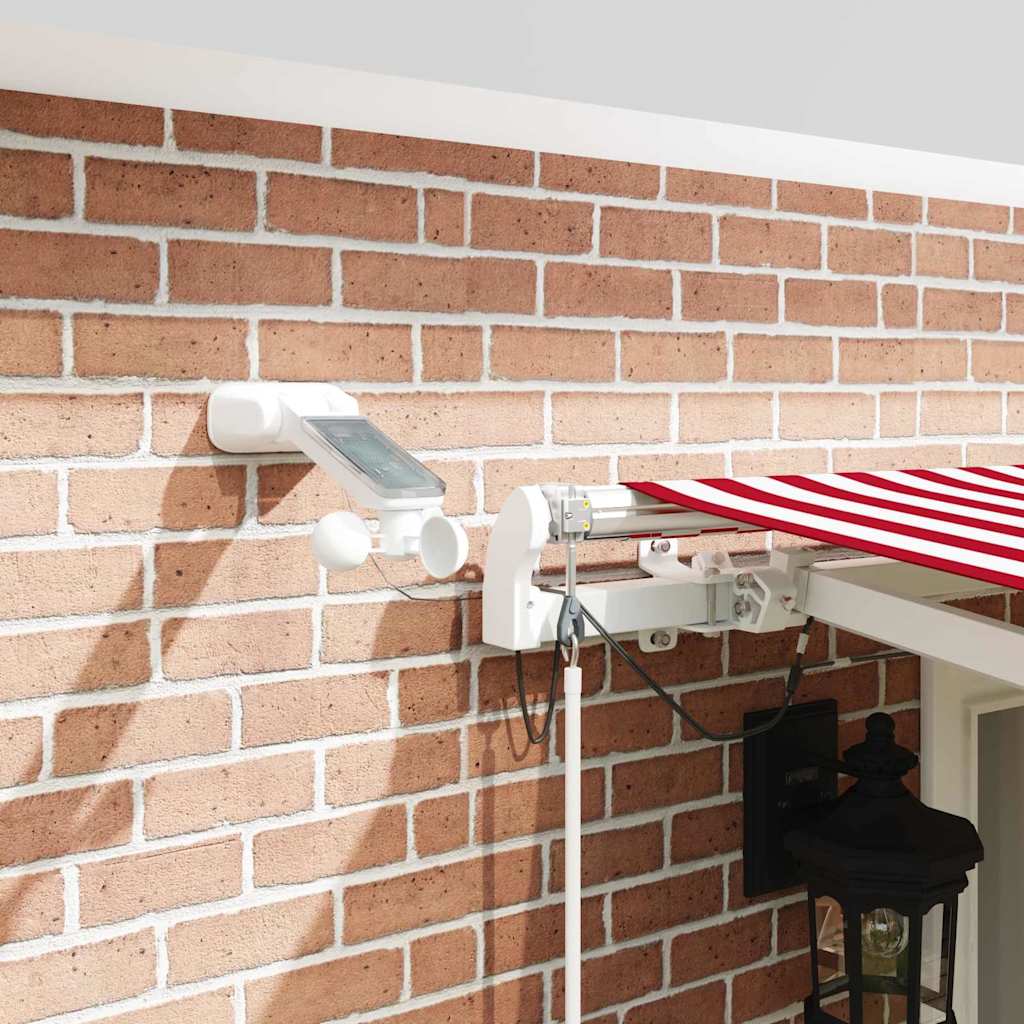 Behúzható napellenző Piros és Fehér 500 × 350 cm Poliészter
