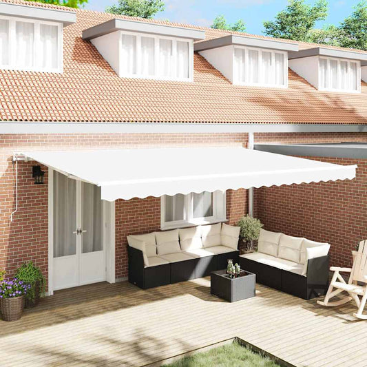 Behúzható napellenző Fehér 500 × 350 cm Szövet és Alumínium