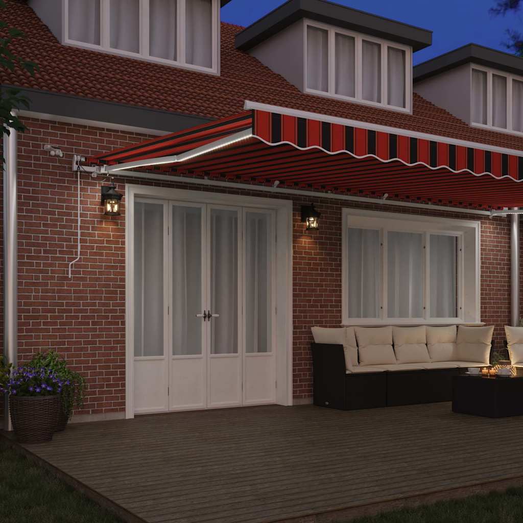 Behúzható napellenző Narancs és Barna 600 × 300 cm Poliészter