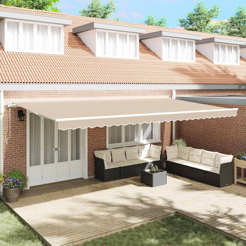 Behúzható napellenző Bézs 600 × 300 cm Szövet és Alumínium